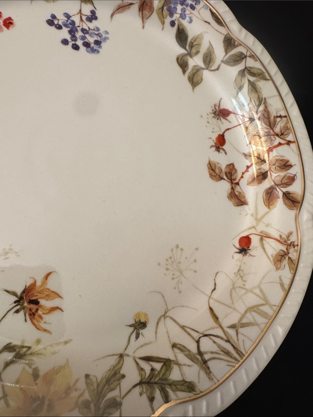NWOT 4pc Potter's Studio Scalloped Stoneware Fall Leaves Trim Dinner Plates - Picture 7 of 9